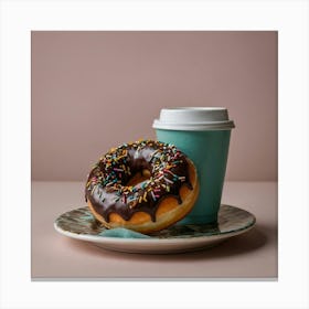 Donut And Cup Of Coffee Canvas Print