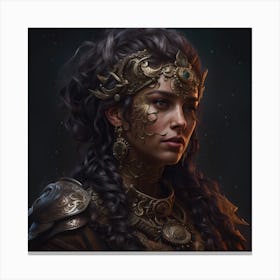 Young Woman In Armor Canvas Print