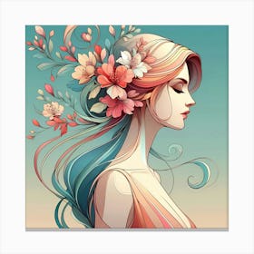 Girl With Flowers In Her Hair 6 Canvas Print