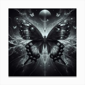 Butterfly In Black And White 6 Canvas Print