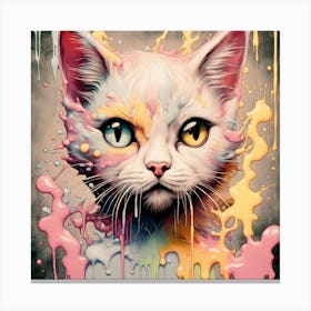 Beautiful Splatter Cat Canvas Print