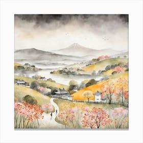 Japanese Landscape Painting Sumi E Drawing (7) Canvas Print