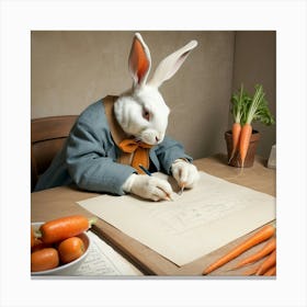 Rabbit Writing 9 Canvas Print