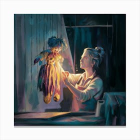 Girl With A Doll Canvas Print