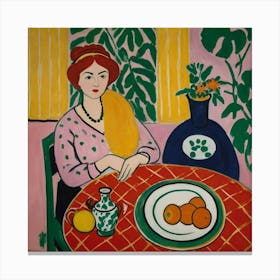 Woman At A Table Canvas Print