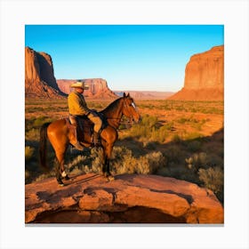 Man On Horse In Monument Valley Canvas Print