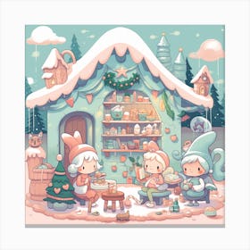 Christmas Gnome House Canvas Print