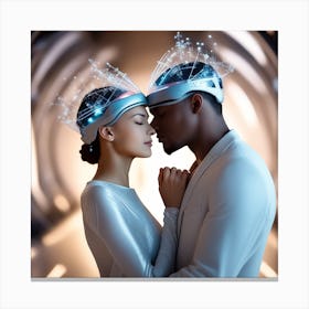 Futuristic Couple Kissing 2 Canvas Print