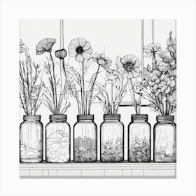 Jars Of Flowers Canvas Print
