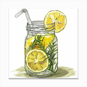 Lemonade In A Mason Jar 1 Canvas Print