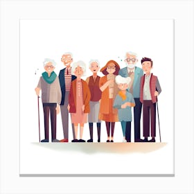 Old People In A Group Canvas Print