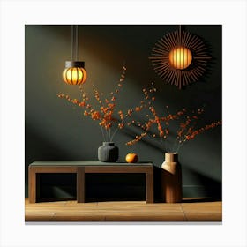 Room With Lamps And Vases Canvas Print