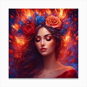 Fire And Roses Canvas Print