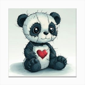 Panda Bear With Heart 6 Canvas Print