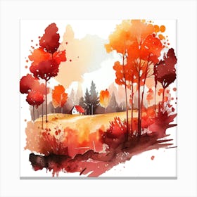 Watercolor Autumn Landscape 61 Canvas Print