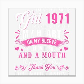 Womens September Girl 1971 Shirt 51st Birthday Gift 51 Years Old Canvas Print