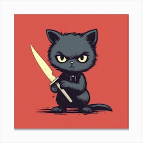 Cat With Knife Canvas Print