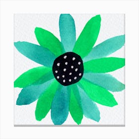Floral Polka Dot Center Turquoise Canvas Print