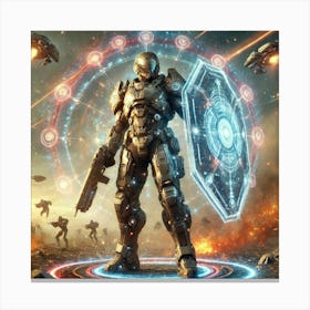 A Powerful Starshield Enforcer In Futuristic Armor Canvas Print