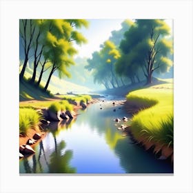 River In The Forest 28 Canvas Print