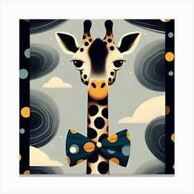 A Towering Giraffe With A Polka Dot Bow Tie, Inspired By The Quirky Illustrations Of Maira Kalman, With A Playful Polka Dot Pattern, Where The Giraffe Is In Focus And The Background Is Blurred Into Abstract Shapes 1 Canvas Print