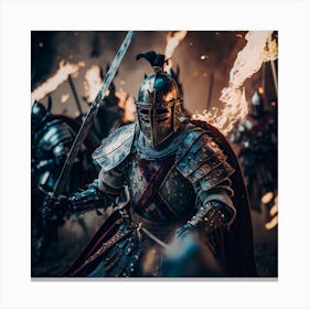 Medieval Knights With Swords Canvas Print