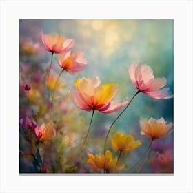 Watercolor Cosmos Flowers Canvas Print