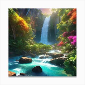 Waterfall In The Jungle 38 Canvas Print