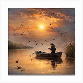 Sunset On The Lake Canvas Print