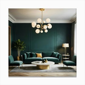 Green Living Room Canvas Print