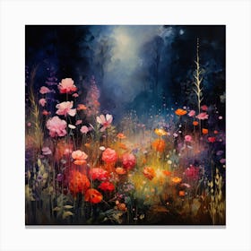 Wildflowers At Night Canvas Print