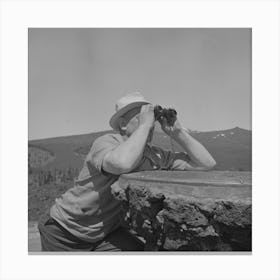 Lane County, Oregon, Tourist At The Dee Wright Observation Point By Russell Lee Canvas Print