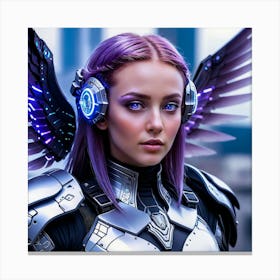 Futuristic Girl With Wings 4 Canvas Print