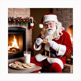 Santa Claus Eating Cookies 4 Canvas Print