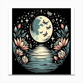 Moon And Flowers 17 Canvas Print