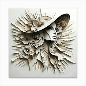 Woman In A Hat Paper Cut Art Canvas Print