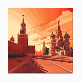 Red Square Sunset In Moscow Canvas Print