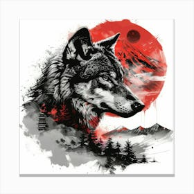 Wolf In The Moonlight Canvas Print