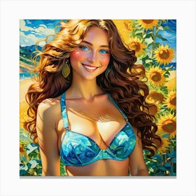 Sunflower Girlghu Canvas Print