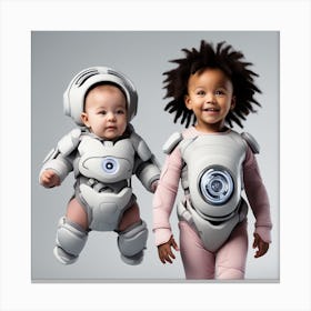 Two Children Dressed As Robots 3 Canvas Print