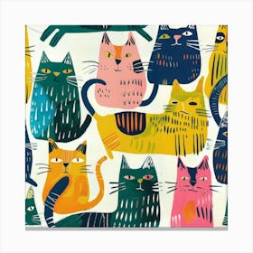 Cats On A White Background Canvas Print