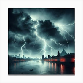 Lightning Over A City 1 Canvas Print