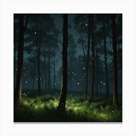 Fireflies In The Forest Canvas Print