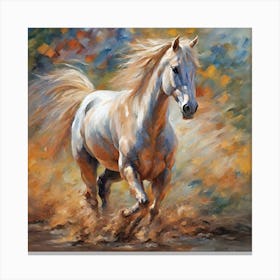 White Horse Running 2 Canvas Print