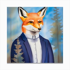 Fox In Suit Canvas Print