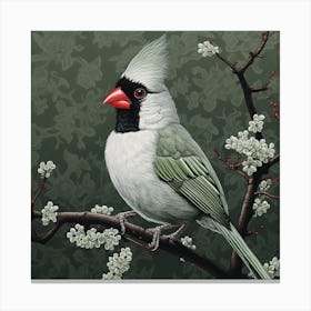 Ohara Koson Inspired Bird Painting Northern Cardinal 3 Square Canvas Print