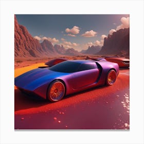 Futuristic Car In The Desert Canvas Print