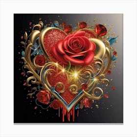 Heart and beautiful red rose 4 Canvas Print