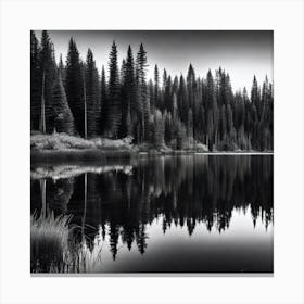 Black And White Lake 3 Canvas Print