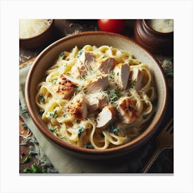 Chicken Pasta In A Bowl Canvas Print